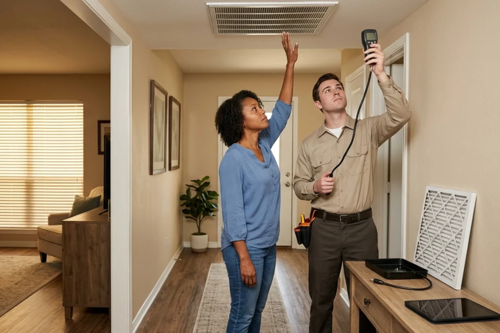 Grapevine homeowner noticing early AC repair warning signs